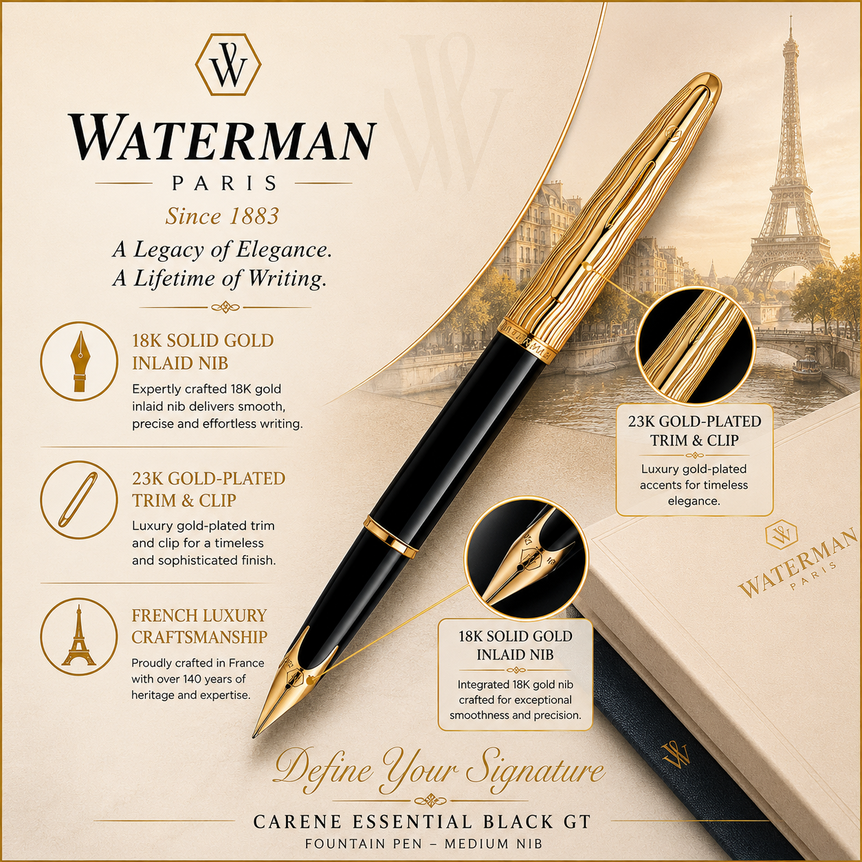 Waterman Carène fountain pen collection – the best Waterman series available in Pakistan at REFLÈTE