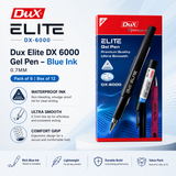 Dux Elite DX 6000 Gel Pen – Blue Ink (Pack of 6 | Box of 12) 0.7 MM
