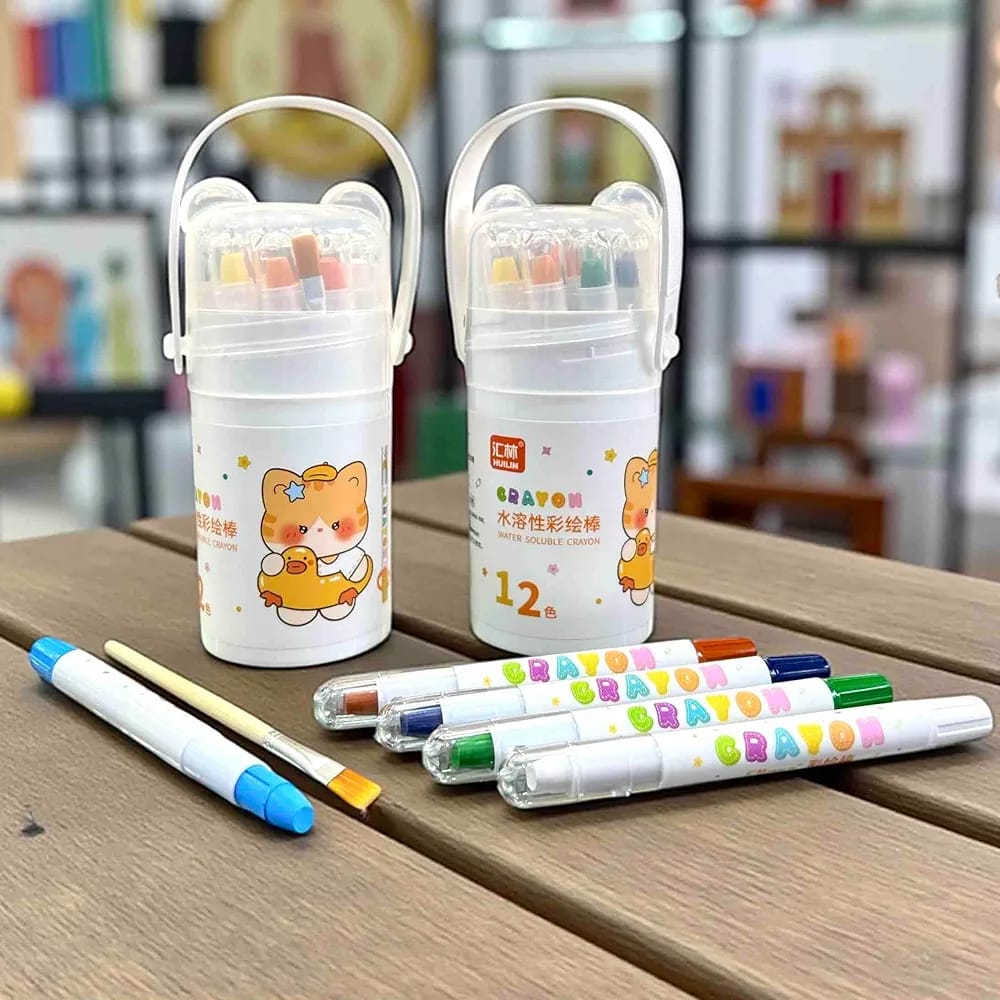DEOXY Silky 12-Color Washable Crayons for Kids – Non-Toxic Lipstick Crayons