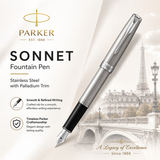 Parker Sonnet Fountain Pen – Stainless Steel with Palladium Trim