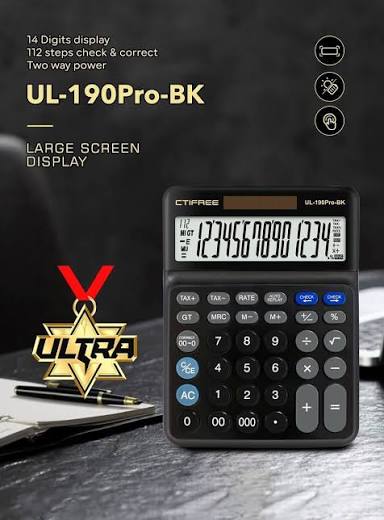 CTIFREE UL-190 PRO BK Professional Calculator – Black