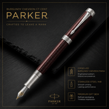 Parker Duofold Prestige Fountain Pen – Burgundy Chevron CT | Luxury Writing Instrument