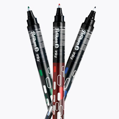 Pelikan Inky Fibre Tip Pen 0.5mm – Fountain Pen-Style Writing | Red, Black, Blue, Green
