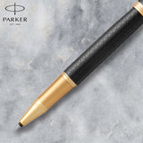 Parker IM Premium Rollerball Pen – Matte Black Diamond Pattern Gold Trim (GT)