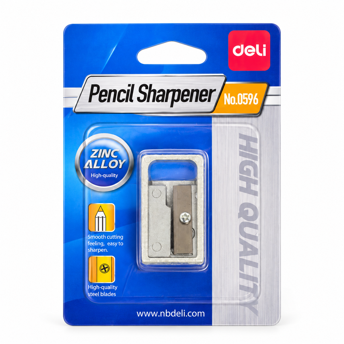 Deli 0596 Zinc Alloy Pencil Sharpener – Steel Blade