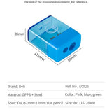 Deli Two-Hole Pencil Sharpener with Shavings Container