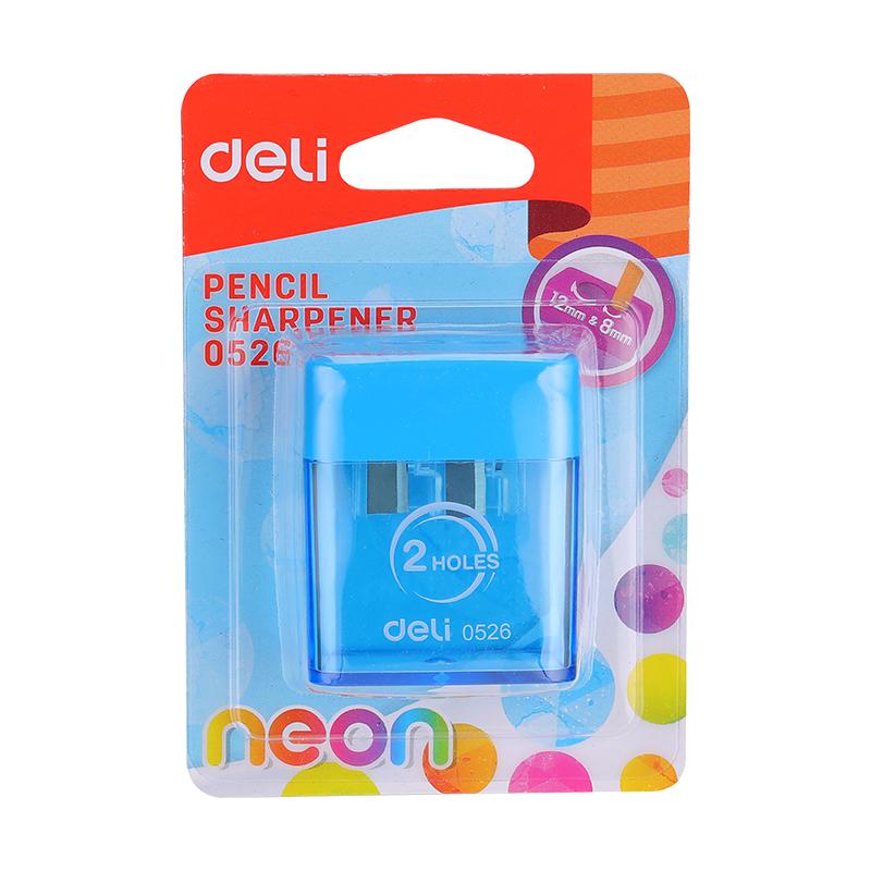 Deli Two-Hole Pencil Sharpener with Shavings Container