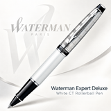 Waterman Expert Deluxe White CT Rollerball Pen – Premium Writing Instrument