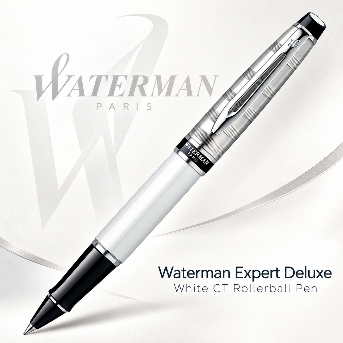 Waterman Expert Deluxe White CT Rollerball Pen – Premium Writing Instrument