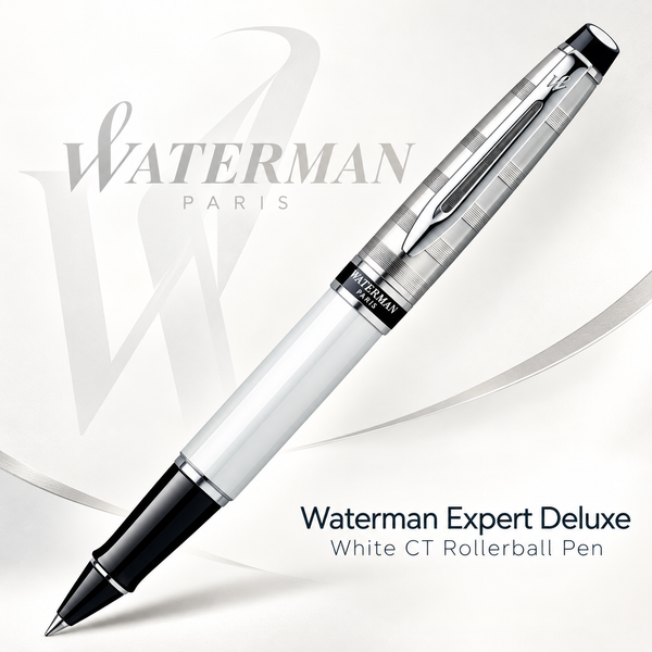 Waterman Expert Deluxe White CT Rollerball Pen – Premium Writing Instrument