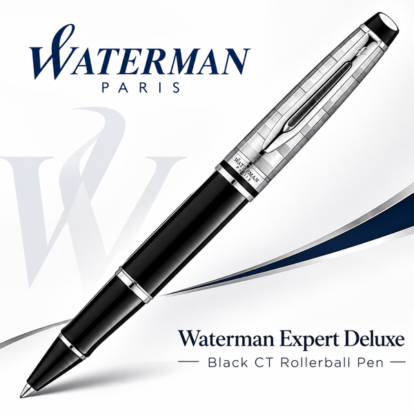 Waterman Expert Deluxe Black CT Rollerball Pen – Premium Writing Instrument