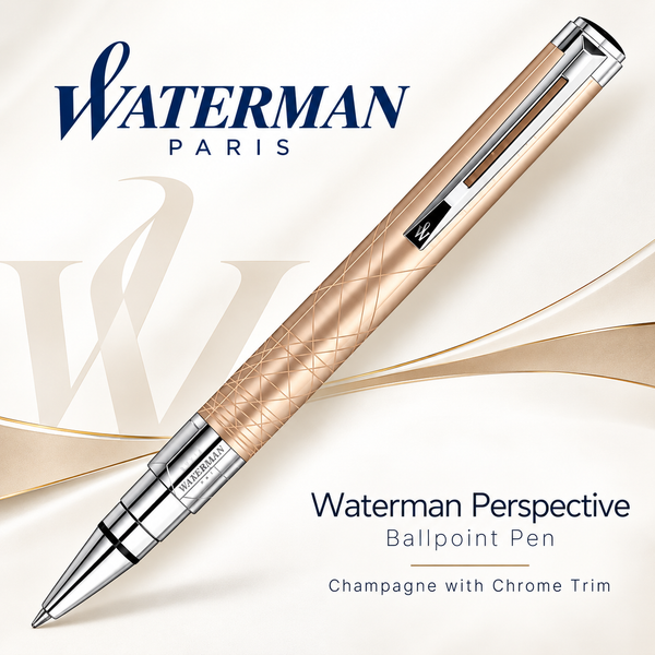 Waterman Perspective Ballpoint Pen – Champagne with Chrome Trim