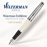 Waterman Emblème Fountain Pen – Ivory Lacquer Chrome Trim (CT)