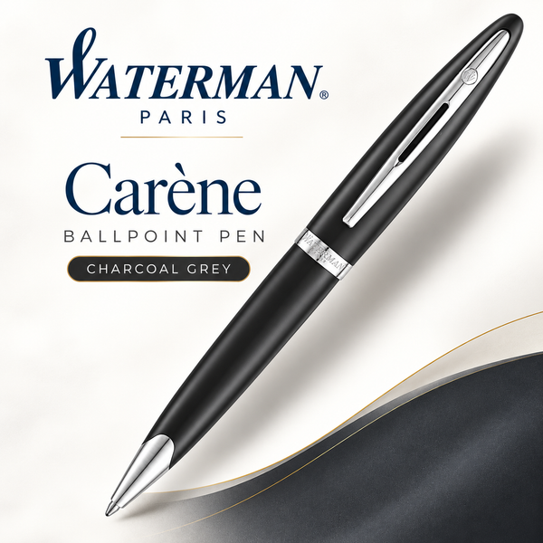 Waterman Carène Ballpoint Pen – Charcoal Grey with Stainless Steel Trim