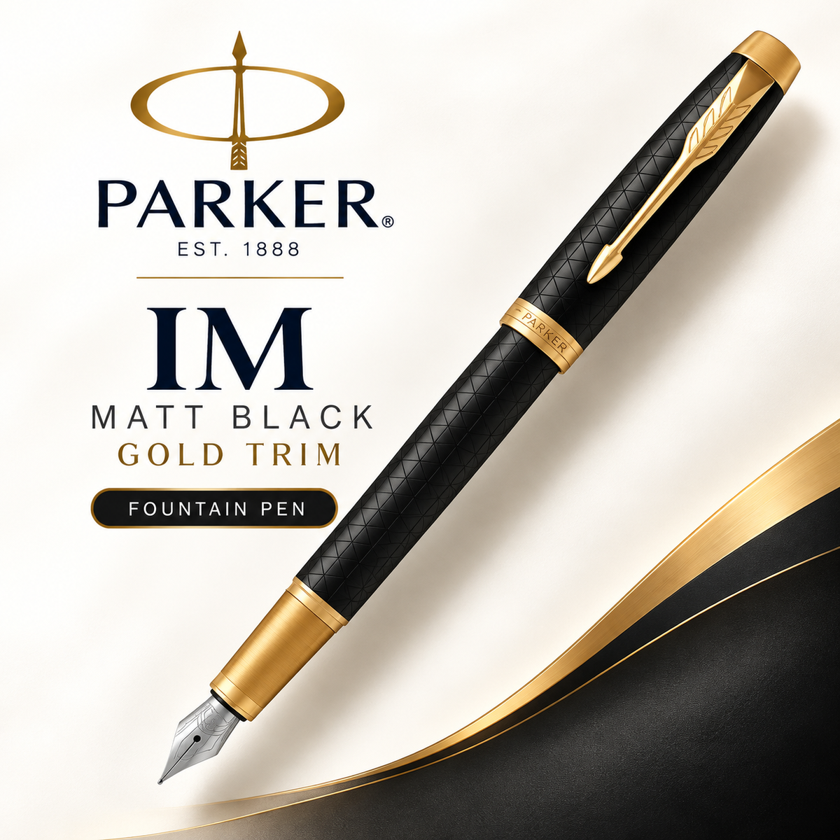Parker IM Matt Black Gold Trim Fountain Pen – Core Premium Series