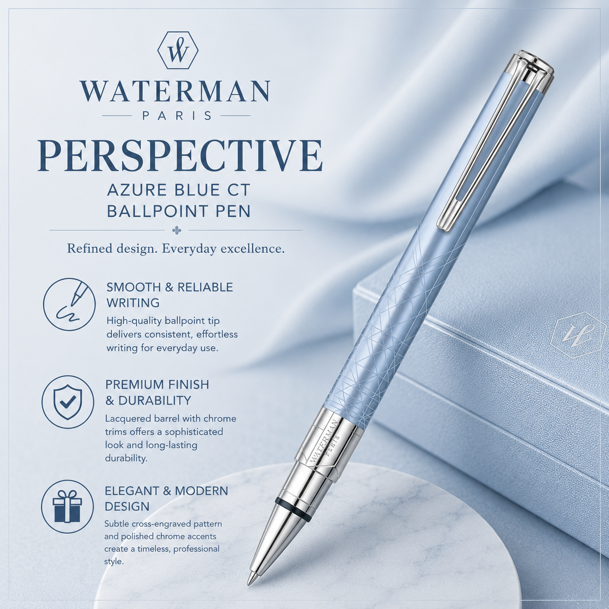 Waterman Perspective Azure Blue CT Ballpoint Pen