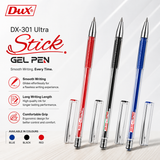 Dux Ultra 301 Gel Pen 0.7mm – Pack of 12 (Blue, Black, Red)