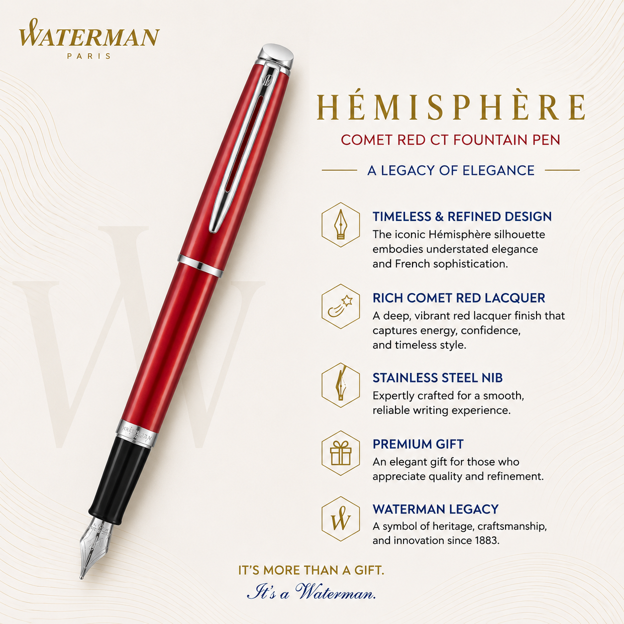 Waterman Hémisphère Red Lacquer CT Fountain Pen