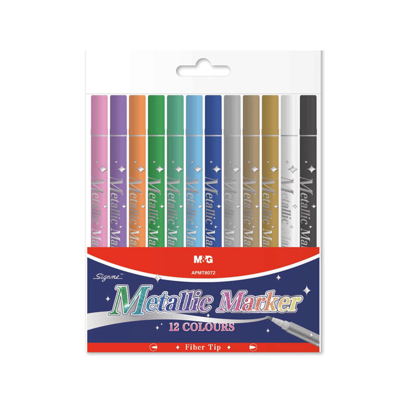 M&G Metallic Marker Fiber Tip Double Side Pack of 12