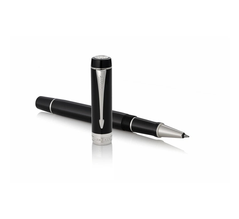 Parker Duofold Classic Black Rollerball Pen – Chrome Trim (CT)