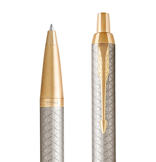 Parker Premium Series Gold Trim Silver Ballpoint Pen