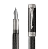 Parker Duofold Prestige Fountain Pen – Black Chevron CT | Luxury Writing Instrument