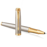 Parker IM Premium Rollerball Pen – Warm Silver Champagne Diamond Pattern Gold Trim (GT)