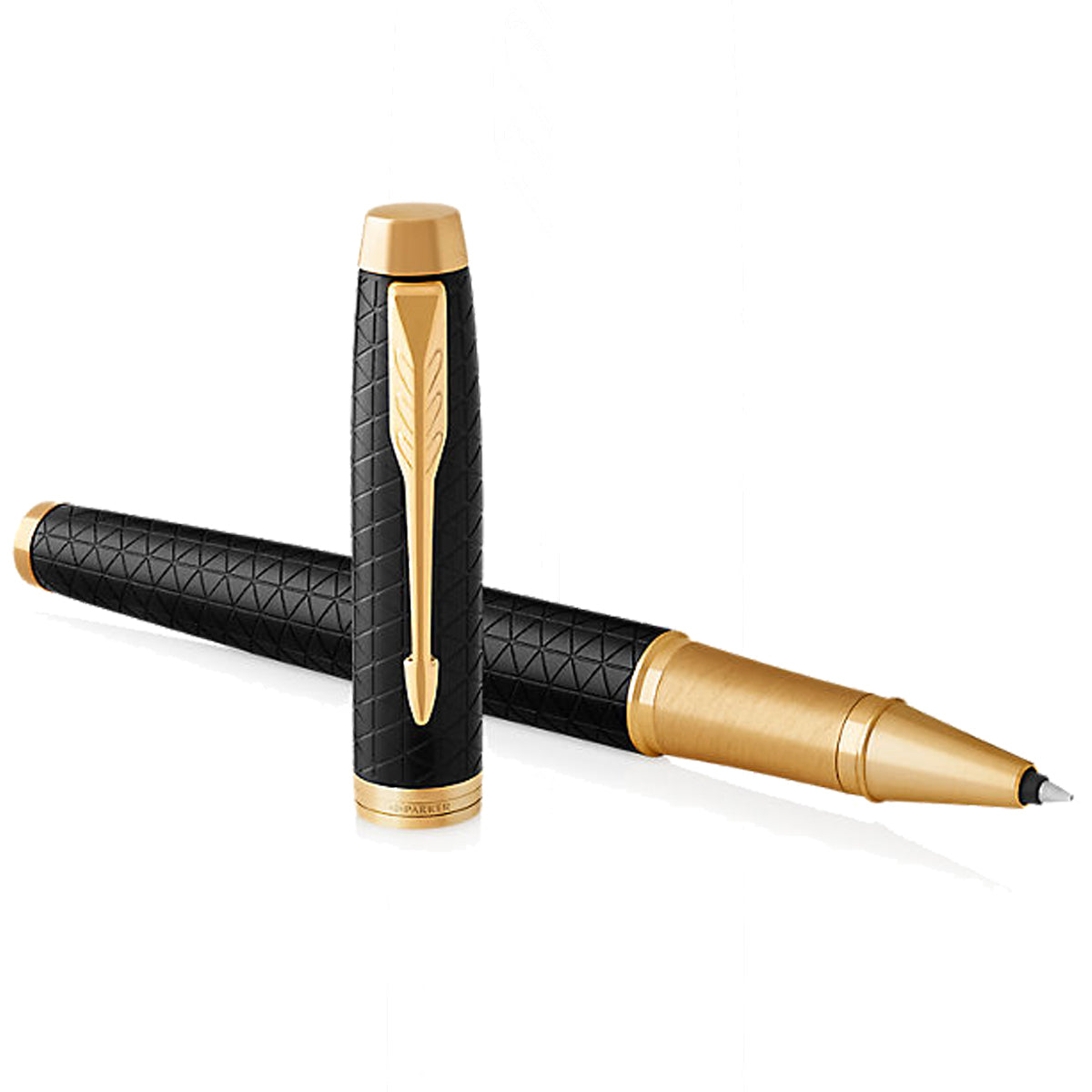 Parker IM Premium Rollerball Pen – Matte Black Diamond Pattern Gold Trim (GT)