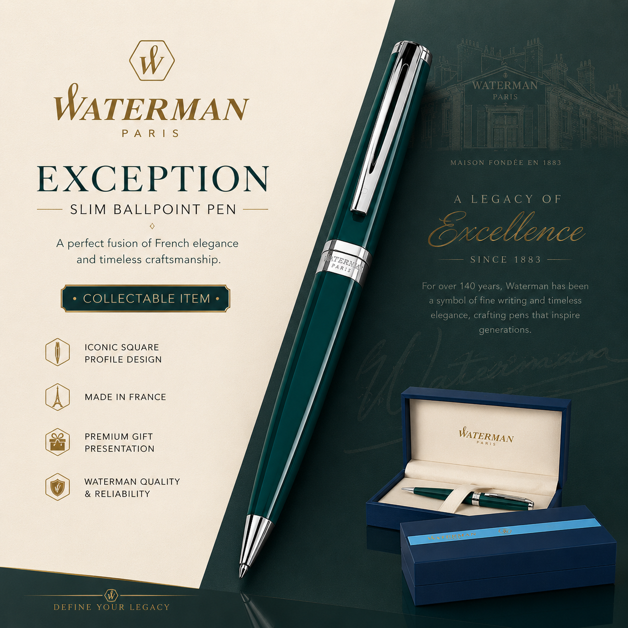 Waterman Exception Blue Core Ballpoint Pen – (Collectible | Refurbished)
