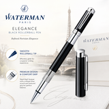 Waterman Elegance Rollerball Pen – Black with Silver Trim