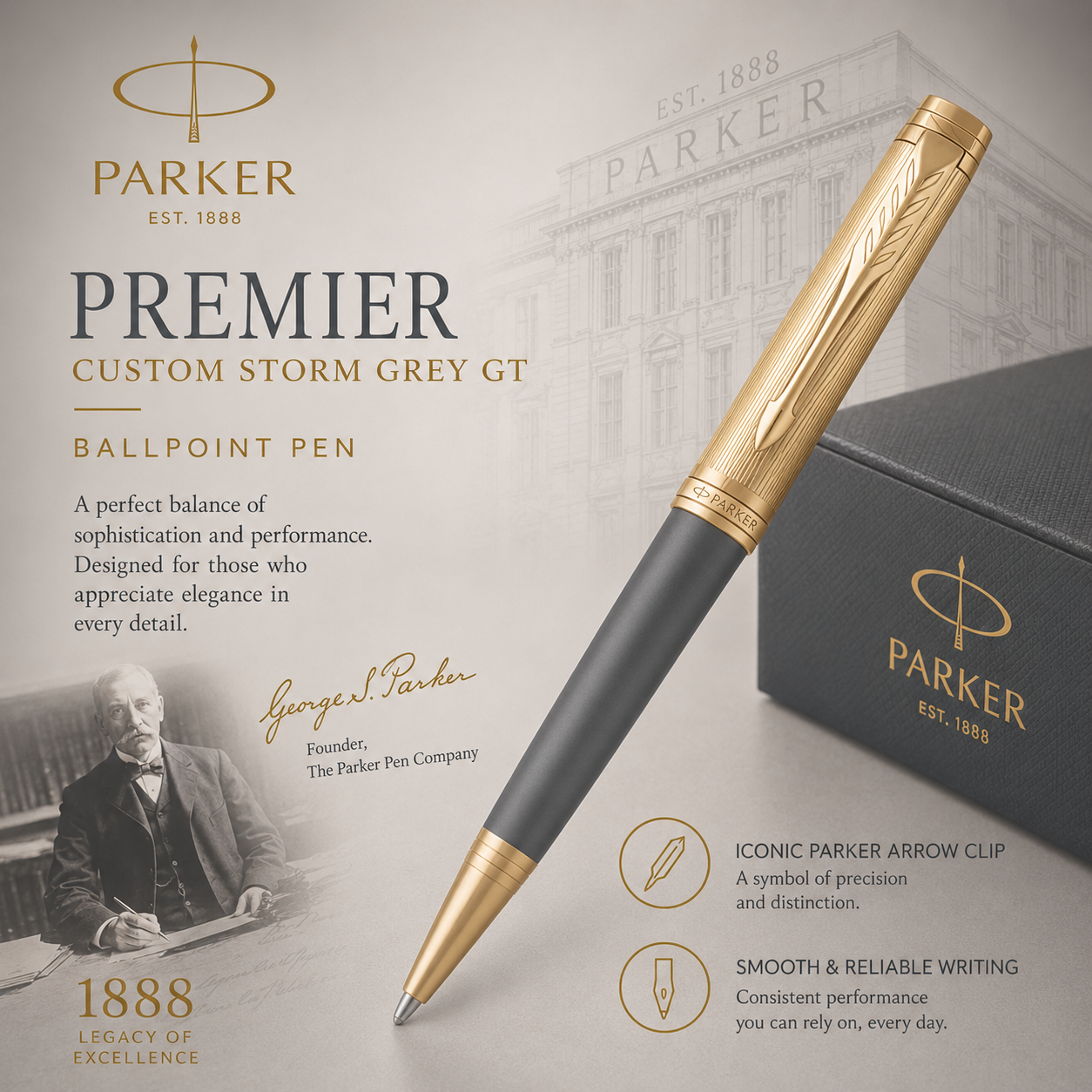 Parker IM Custom Ballpoint Pen – Storm Grey