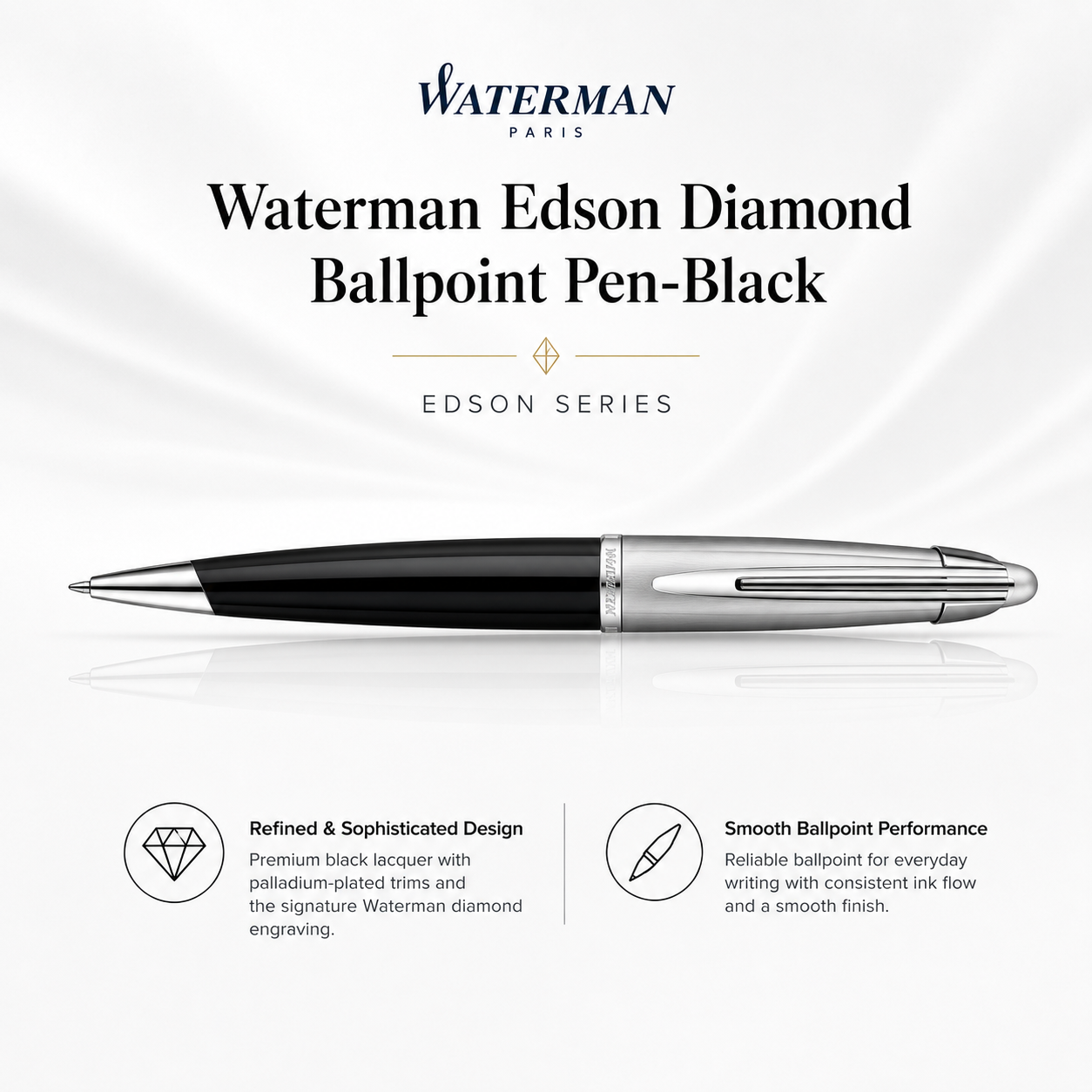 Waterman Edson Diamond ST Ballpoint Pen – Black (ST)