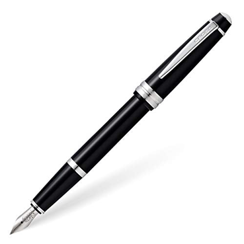 Cross Bailey Light Polished Black Resin Fountain Pen – Polished Chrome (Medium Nib)