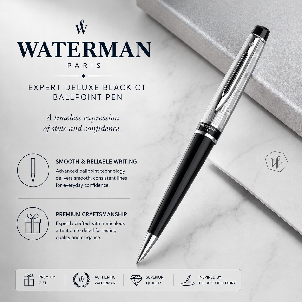 Waterman Expert Deluxe Black CT Ballpoint Pen