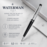 Waterman Expert Deluxe ballpoint pen, black with chrome trim