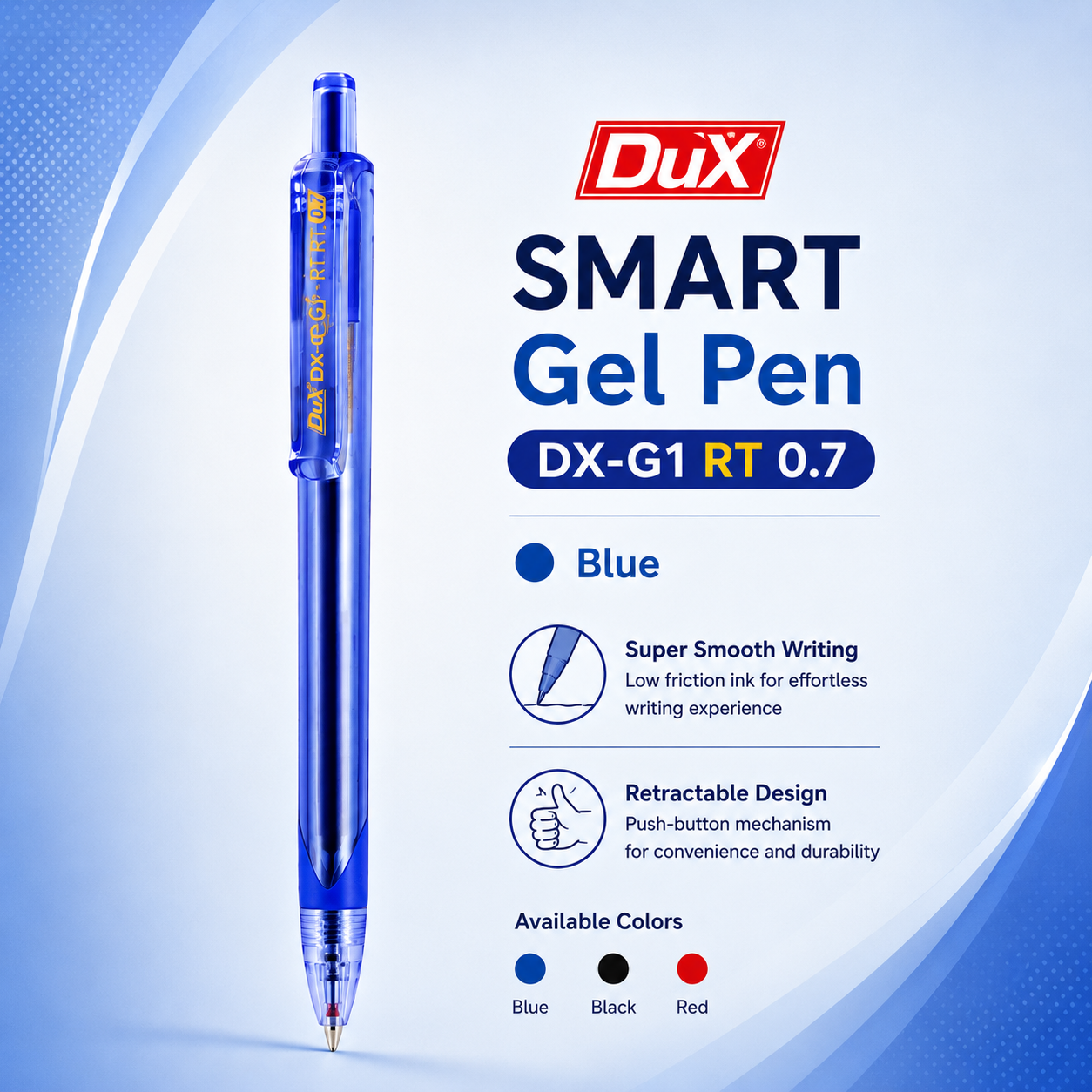 Dux Smart Cool Gel Pen DX-G-1 RT — Retractable (Box of 6/12)