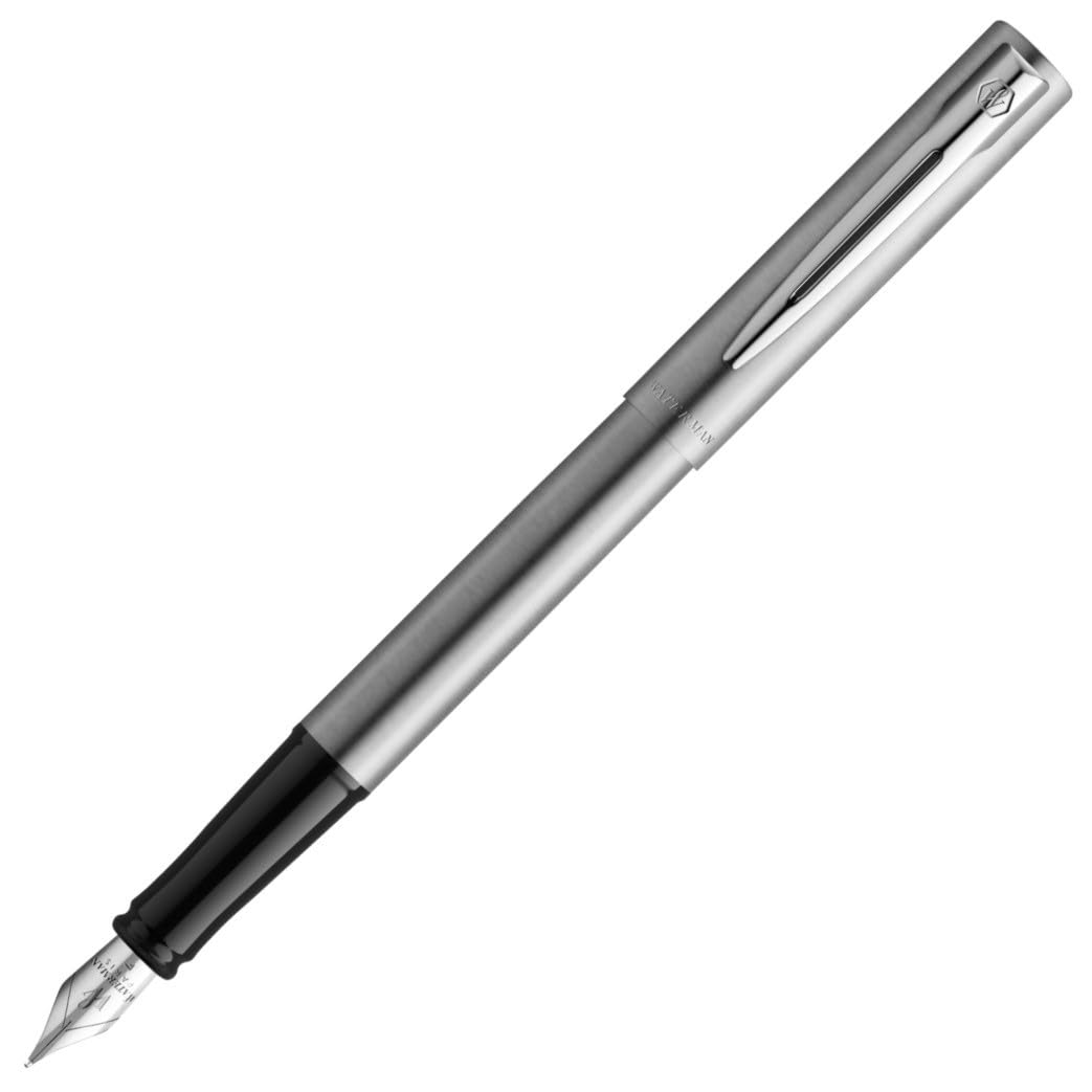 Waterman Graduate Chrome Fountain Pen – Fine Nib, Blue Ink