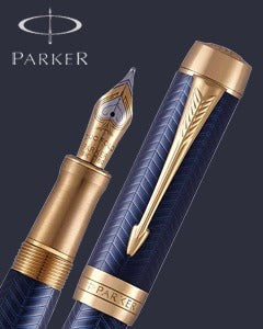 Parker Duofold Prestige Fountain Pen – Blue Chevron GT | Luxury Writing Instrument