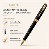 Parker Sonnet Matte Black Lacquer GT Fountain Pen