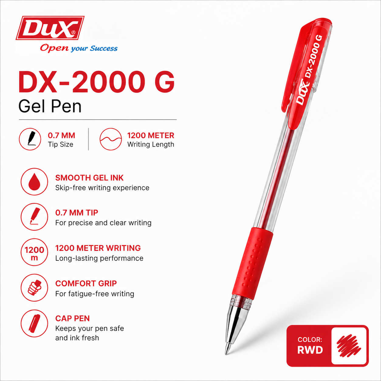 Dux DX-2000 G Gel Pen – Box of 12