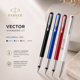 Parker Vector Standard CT Rollerball Pen – Red / Black / Blue / White