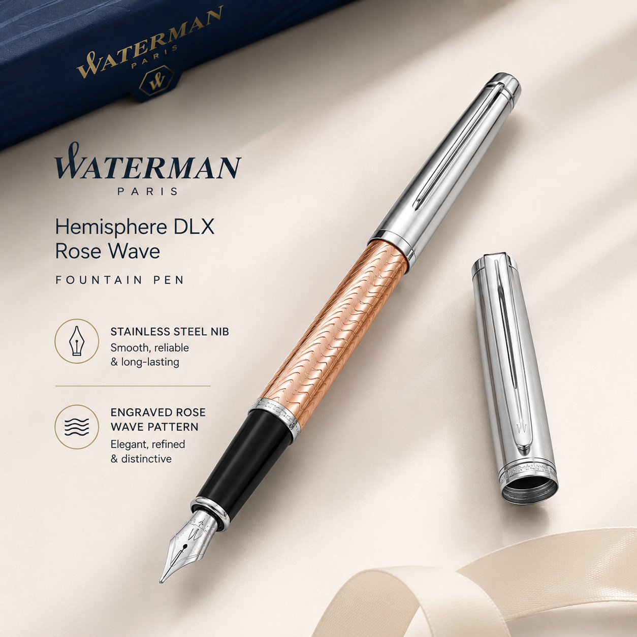 Waterman Hémisphère Deluxe Fountain Pen – Rose Wave CT