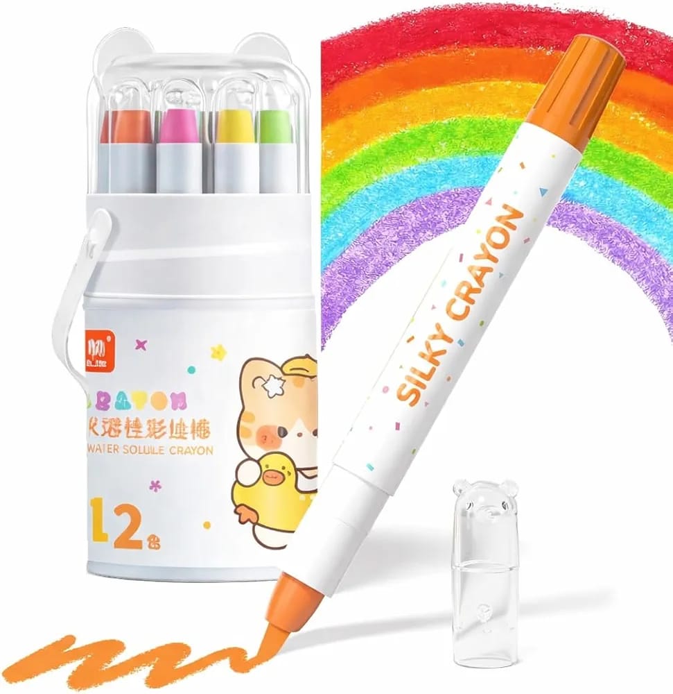 DEOXY Silky 24-Color Washable Crayons for Kids – Non-Toxic Lipstick Crayons