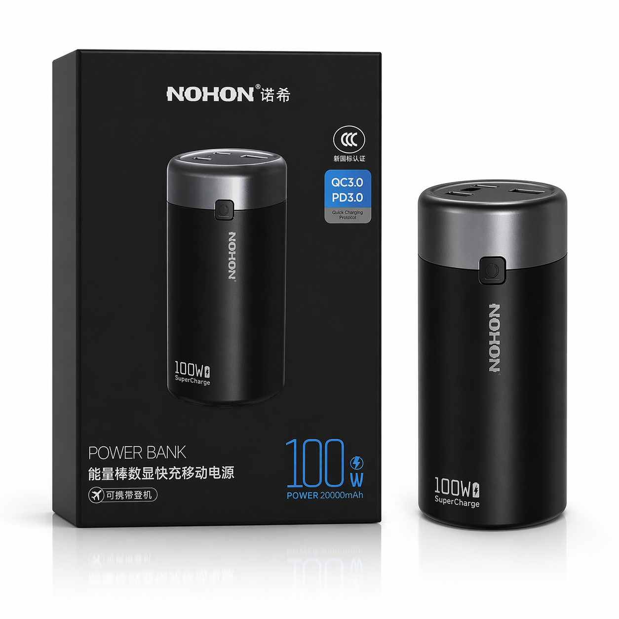 NOHON 100W Fast Charging Power Bank 20000mAh – PD 3.0 QC 3.0 Laptop Compatible Portable Charger