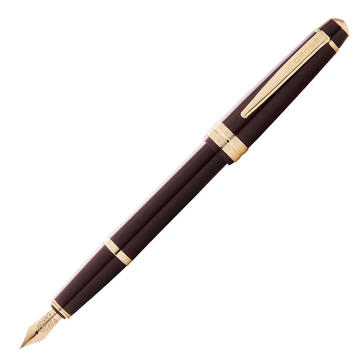 Cross Bailey Light Fountain Pen – Polished Burgundy Resin | Gold Trim | Medium Nib