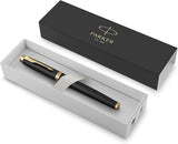 Parker IM Premium Fountain Pen – Matte Black Diamond Pattern Gold Trim Fine Nib