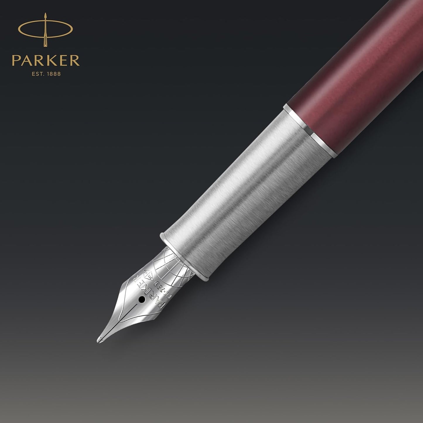 Parker Sonnet Premium Metal Red CT Gold nib 18k Fountain Pen - Metal & Red Satin Finish with Chrome Trim