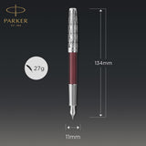 Parker Sonnet Premium Metal Red CT Gold nib 18k Fountain Pen - Metal & Red Satin Finish with Chrome Trim