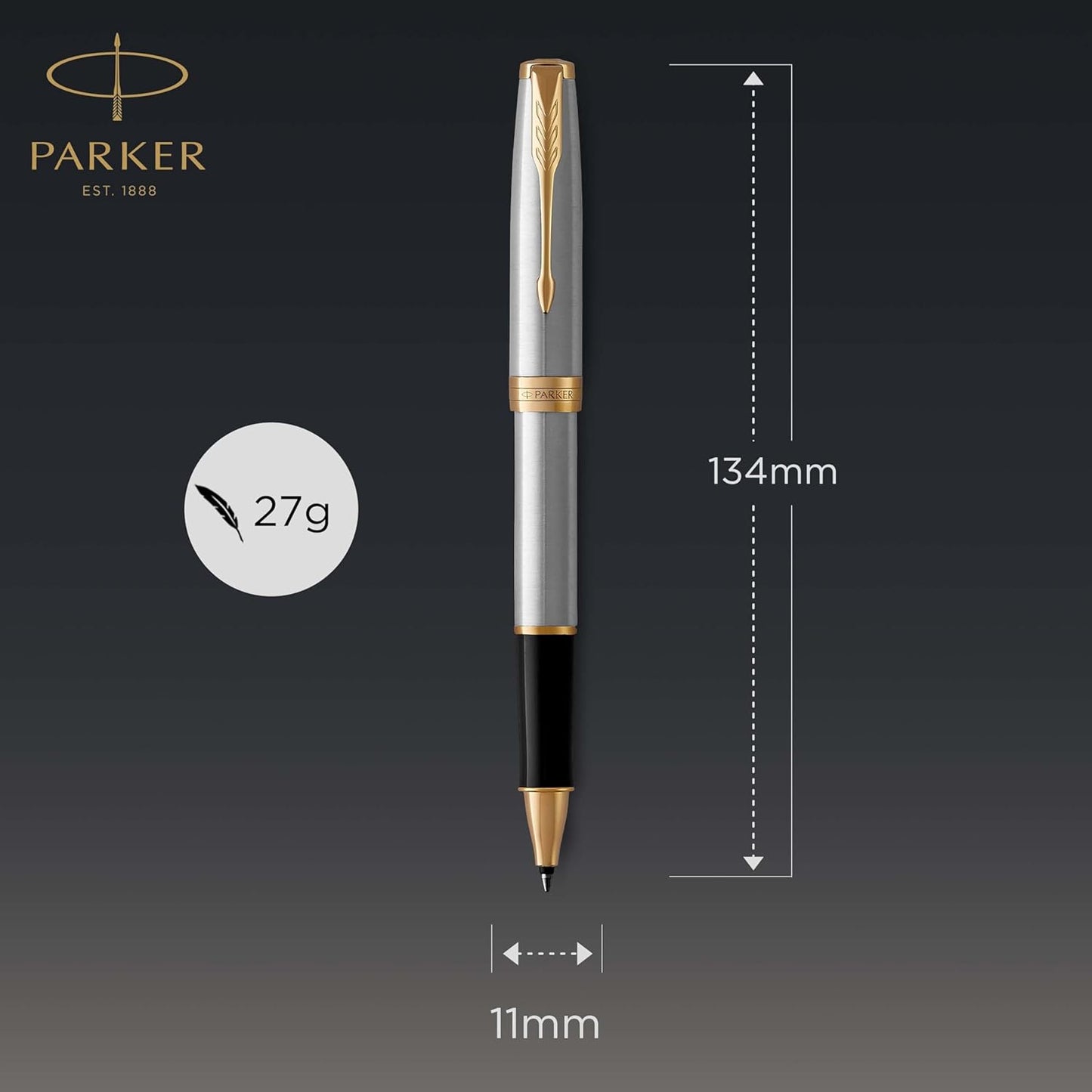 Parker Sonnet Rollerball Pen – Stainless Steel with Gold Trim