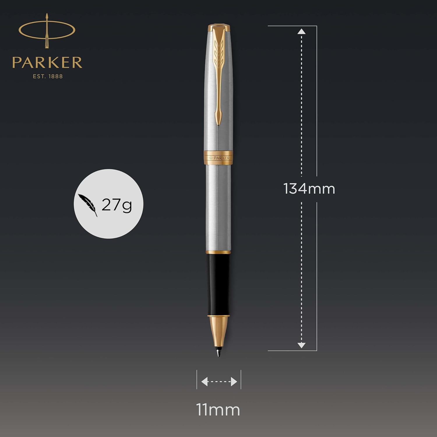 Parker Sonnet Rollerball Pen – Stainless Steel with Gold Trim